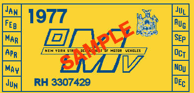 1977 New York INSPECTION Sticker